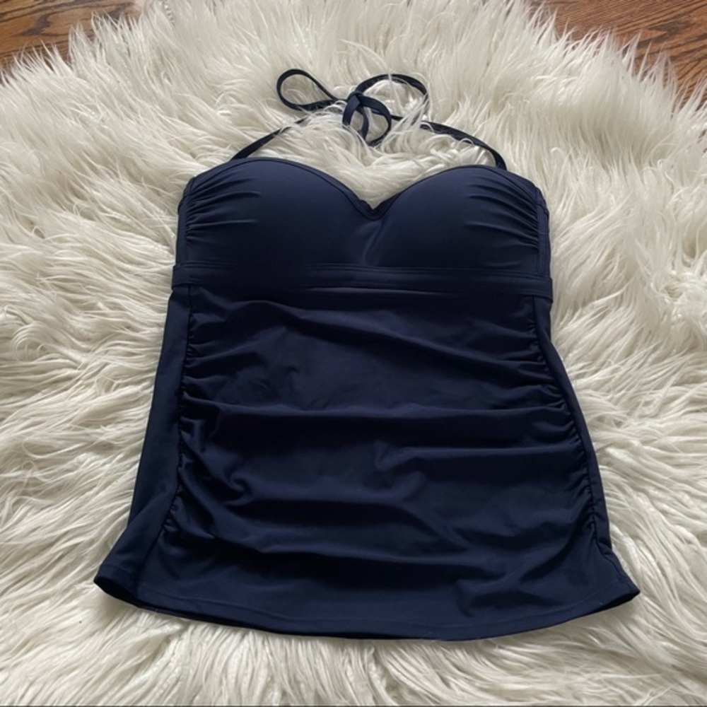 Athleta Molded Bandeau Tankini top blue navy size Small